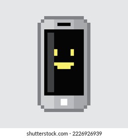 Pixel art. Smartphone gadget con emot