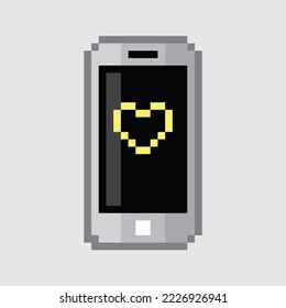 Pixel art. Smartphone gadget con emot