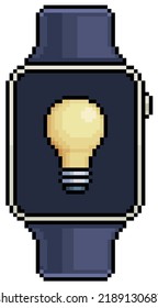 Pixel art Smartwatch with light bulb lamp icon vector icon for 8bit game on white background
