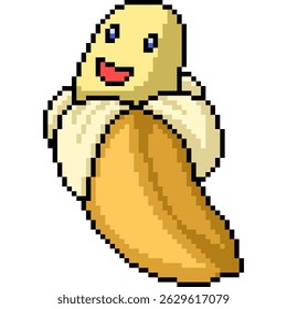 pixel art do sorriso feliz banana casca isolada fundo