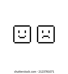 Icono de sonrisa de arte de píxeles píxel Emoticon
