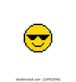 pixel art smile icon vector game 8 bit  pixel Emoticon icon