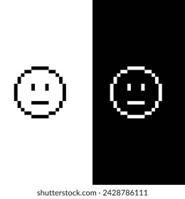 pixel art   smile icon vector game 8 bit  pixel Emoticon icon