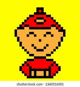 Pixel art smiling kid