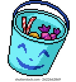 pixel art of snack sweet candy bucket isolated background