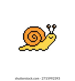 Icono de Vector de 8 bits de caracol de arte de píxeles para el logotipo del juego de computadora 