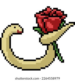 pixel art of snake hold rose