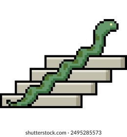 pixel art of snake up stair isolated background