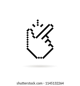 pixel art snap finger like easy icon. flat 8 bit style trend modern simple easily logotype graphic pixel art design isolated on white. concept of reminder gesture or eureka and minimalistic flick hand