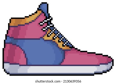 Pixel art sneakers vector icon for 8bit game on white background

