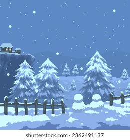 pixel art of snow field winter