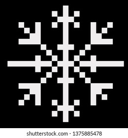 Pixel art snow flake white and black