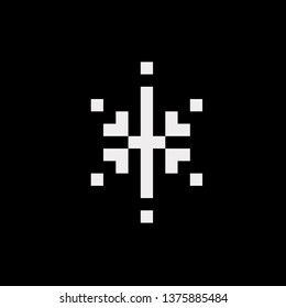 Pixel art snow flake white and black