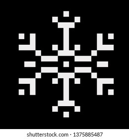 Pixel art snow flake white and black
