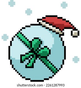 pixel art of snowball present christmas