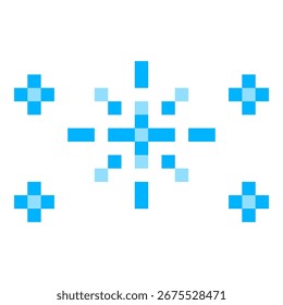 Floco de neve da Pixel Art. brilho de 8 bits. Inverno. Ilustração vetorial isolada.