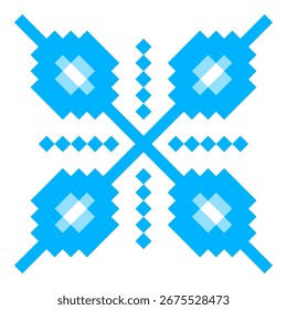Pixel art snowflake. 8 bit sparkle. Winter. Vector illustration isolated.