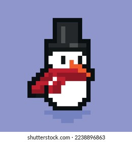 Pixel art snowman with a hat