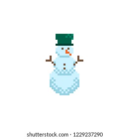 Pixel art snowman vector icon. Sign for web, mobile design and 8 bit games.
Vector illustration. Christmas, winter, holiday symbol.