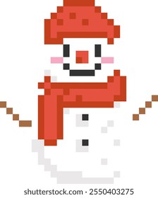 Pixel Art Snowman Vektorgrafik
