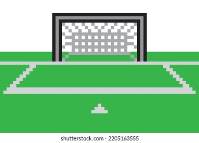 Pixel art soccer goal field