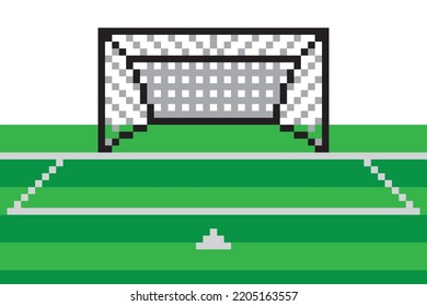 Pixel art soccer goal field