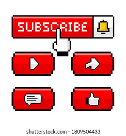 pixel art social media button set