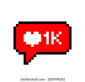 Pixel art. Social media notification. 8-bit. Isolated vector illustration.