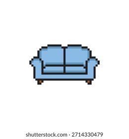 pixel art sofa 8 bit vector icon for computer game logo	

