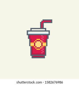 Pixel art Soft drink vector icon. Fast food set  for web design, mobile app, stickers and games.