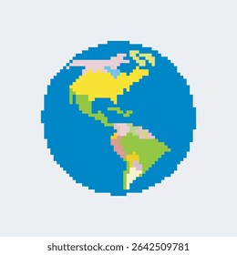 pixel art of south america globe version