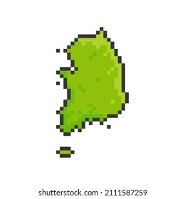 Pixel Art of South Korea Map. 8 Bit Pixel Art. Vector Illustration - EPS 10 Vector