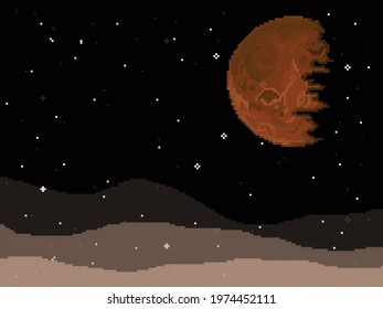 Pixel art space, planet design. Pixel art 8 bit