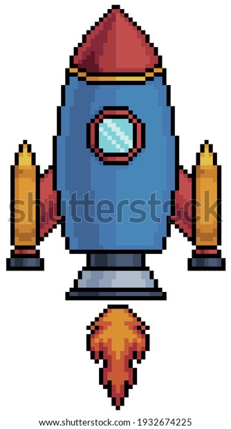 Pixel Art Spaceship Rocket Icon 8bit Stock Vector (Royalty Free) 1932674225