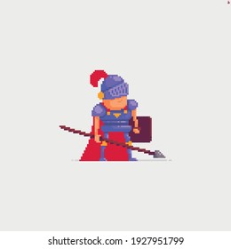 Espárrago de arte de Pixel con escudo y casco