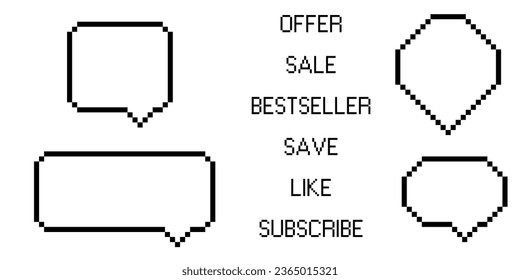 Icono de juego de burbuja de la voz del arte del piano con texto similar y bestseller. Oferta de mensajes con datos de medios sociales aislados conjunto de ilustraciones. Etiqueta de compra en línea para la plantilla de bonificación y cliente de comunicación