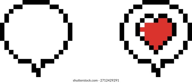 Pixel Art Speech Bubble Icons Set - Burbujas de chat cómico de 8 bits en varias Formas