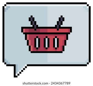 Icono del vector del icono de la cesta de la compra para el juego de 8bit en el fondo blanco