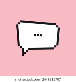 Pixel art speech bubble vector icon.  Trendy playful pixels chat cloud sticker.  Online social communication