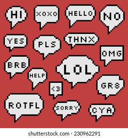 Pixel art speech bubbles with 