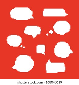 Pixel art speech bubbles isolated vector