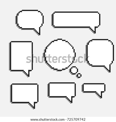 pixel art speech cloud vector dialogue text box window