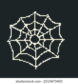 Pixel art spider web. Pixel halloween decor. 	
