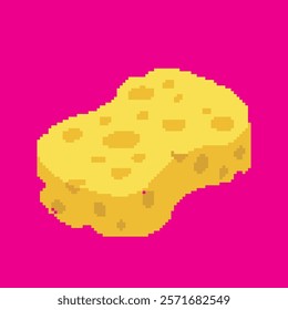 pixel art sponge, vector illustration on isolated background.
