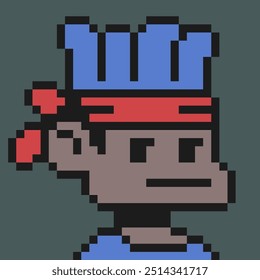 Pixel art sport boy, hombre, personaje masculino, chico de 8 bits, 80-s, avatar, cara de chico, NFT, icono de Vector de dibujos animados, usuario de juego, personas de perfil de Web, personas, retrato de red social. Token no fungible.