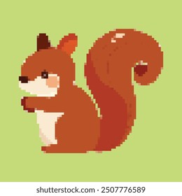 Pixel Art Squirrel. Pixel art animal. 
