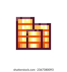 Pixel Art Stack of Coins Icon. 8bit Retro Game Golden Coins Sticker. Vintage 80s, 90s Arcade Video Game Style Element for Game Asset or Sprite, Interface Symbol, or decorative pattern.
