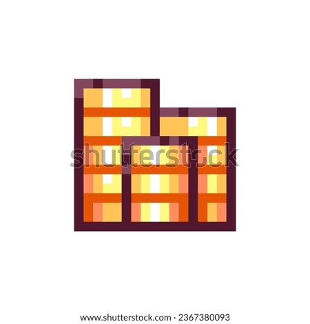 Pixel Art Stack of Coins Icon. 8bit Retro Game Golden Coins Sticker. Vintage 80s, 90s Arcade Video Game Style Element for Game Asset or Sprite, Interface Symbol, or decorative pattern.