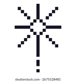 Pixel Art Star. 8 Bit funkelt. Feuerwerkssymbol im Retro-90er-Stil. Twinkle y2k Schneeflocke. Vektorgrafik.