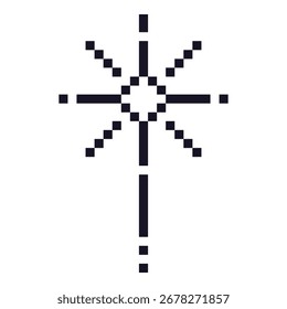 Pixel art star. 8 bit sparkles. Firework icon in retro 90s style. Vintage party element isolated. Vector illustration.